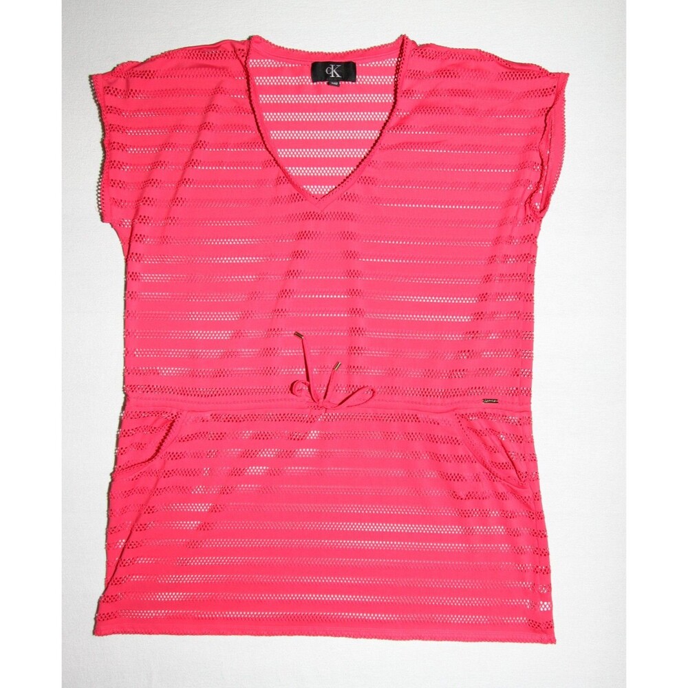 Calvin Klein Pink Salmon Swim Cover Up Dress Tunic Plus Size XXL Mesh